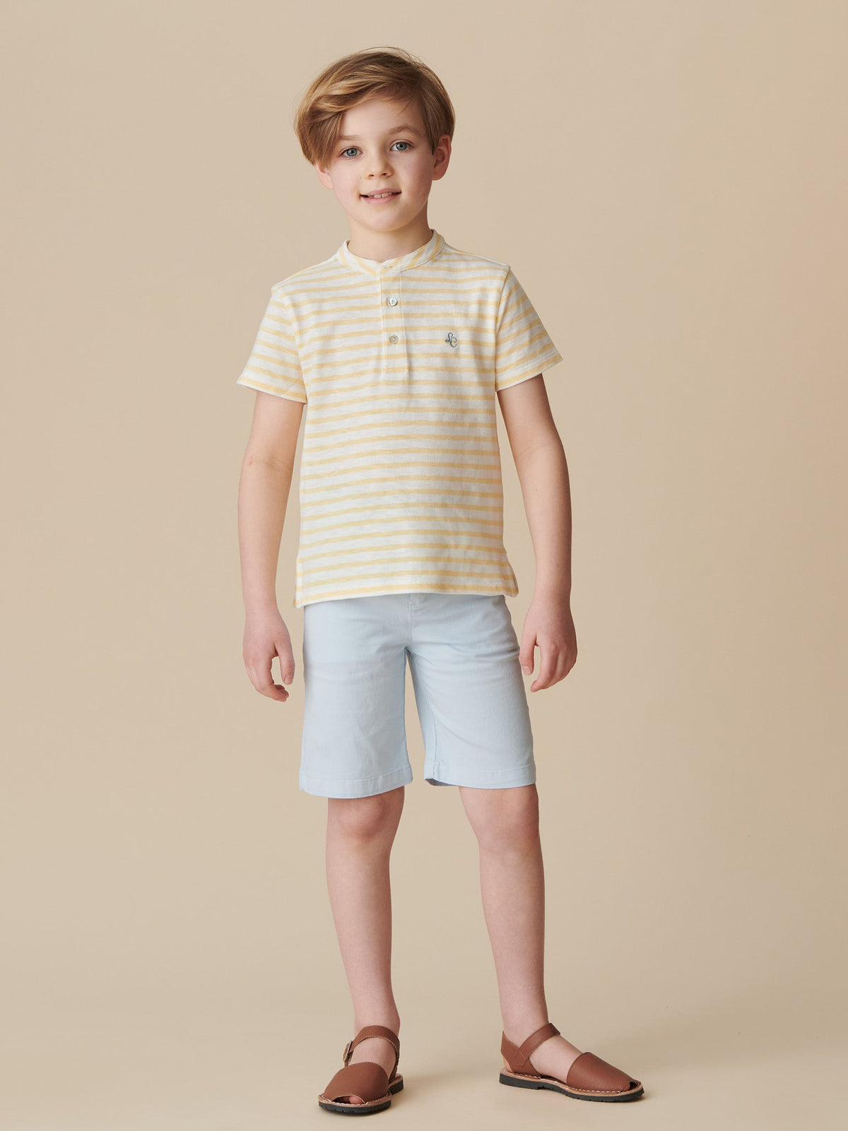 Polo de Garçon Rayé Moutarde