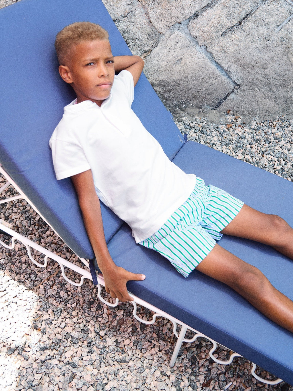 Short de bain enfant garçon rayé vert