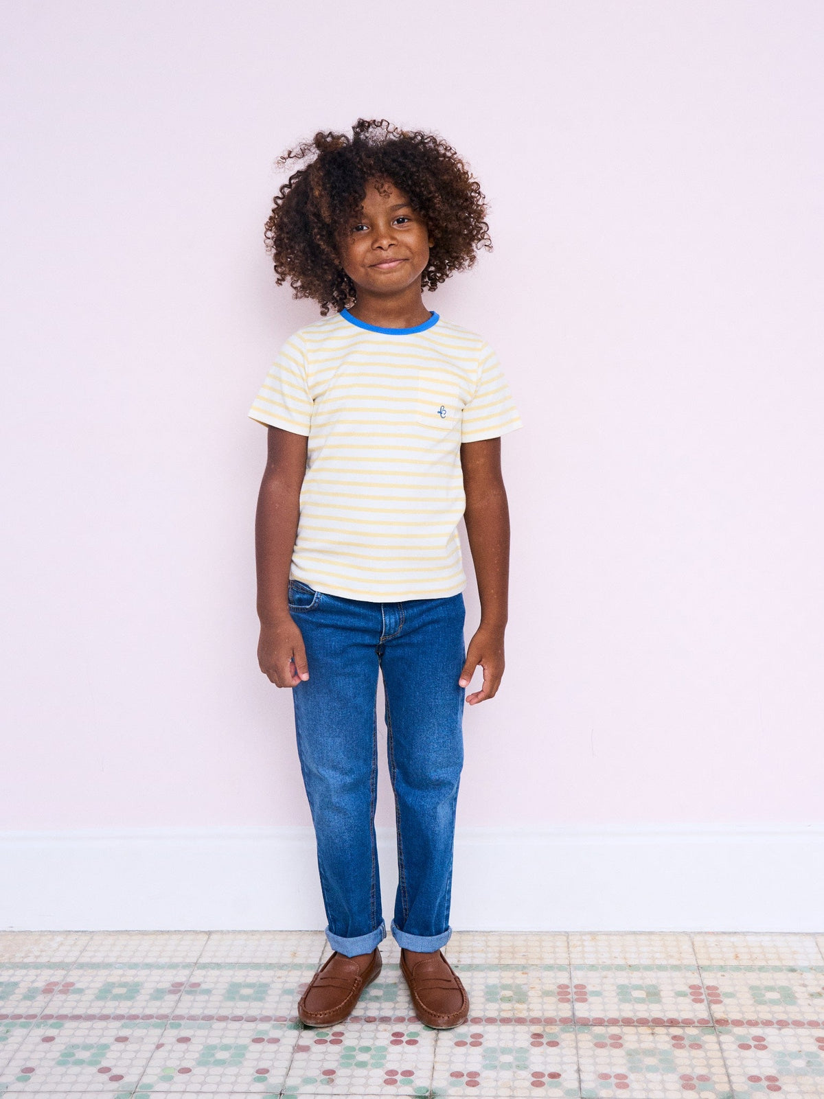 T-shirt enfant rayé jaune