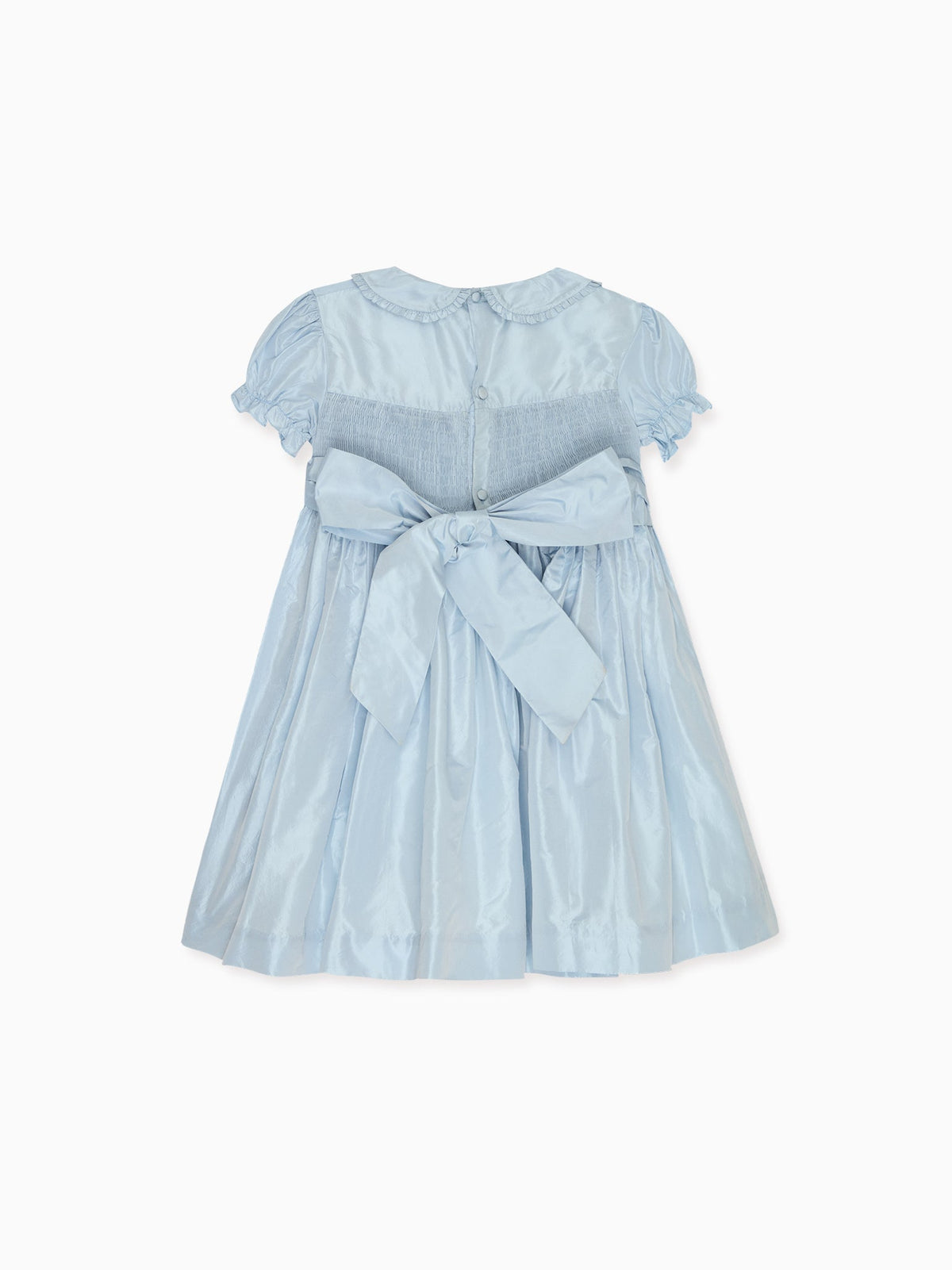 Robe smockée de cérémonie en soie bleu clair pour fille