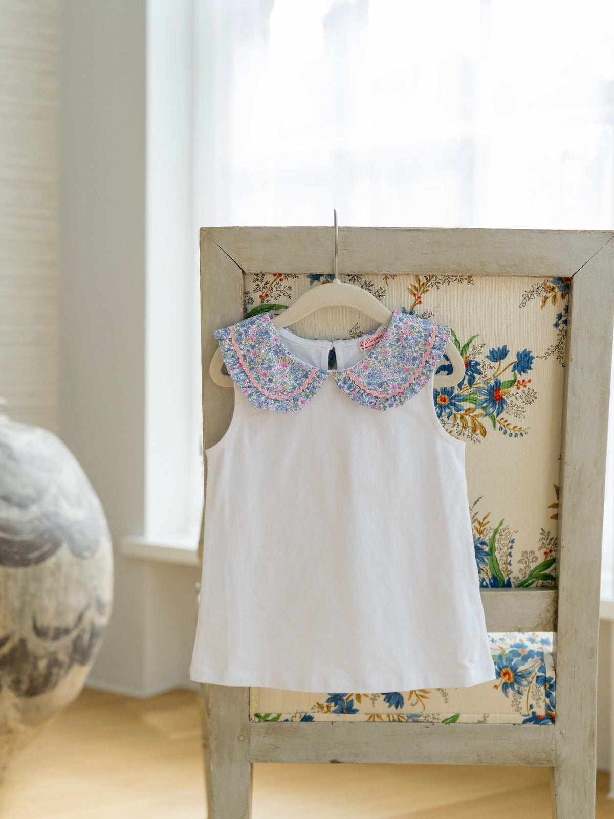 Haut pour fille à fleurs bleu clair