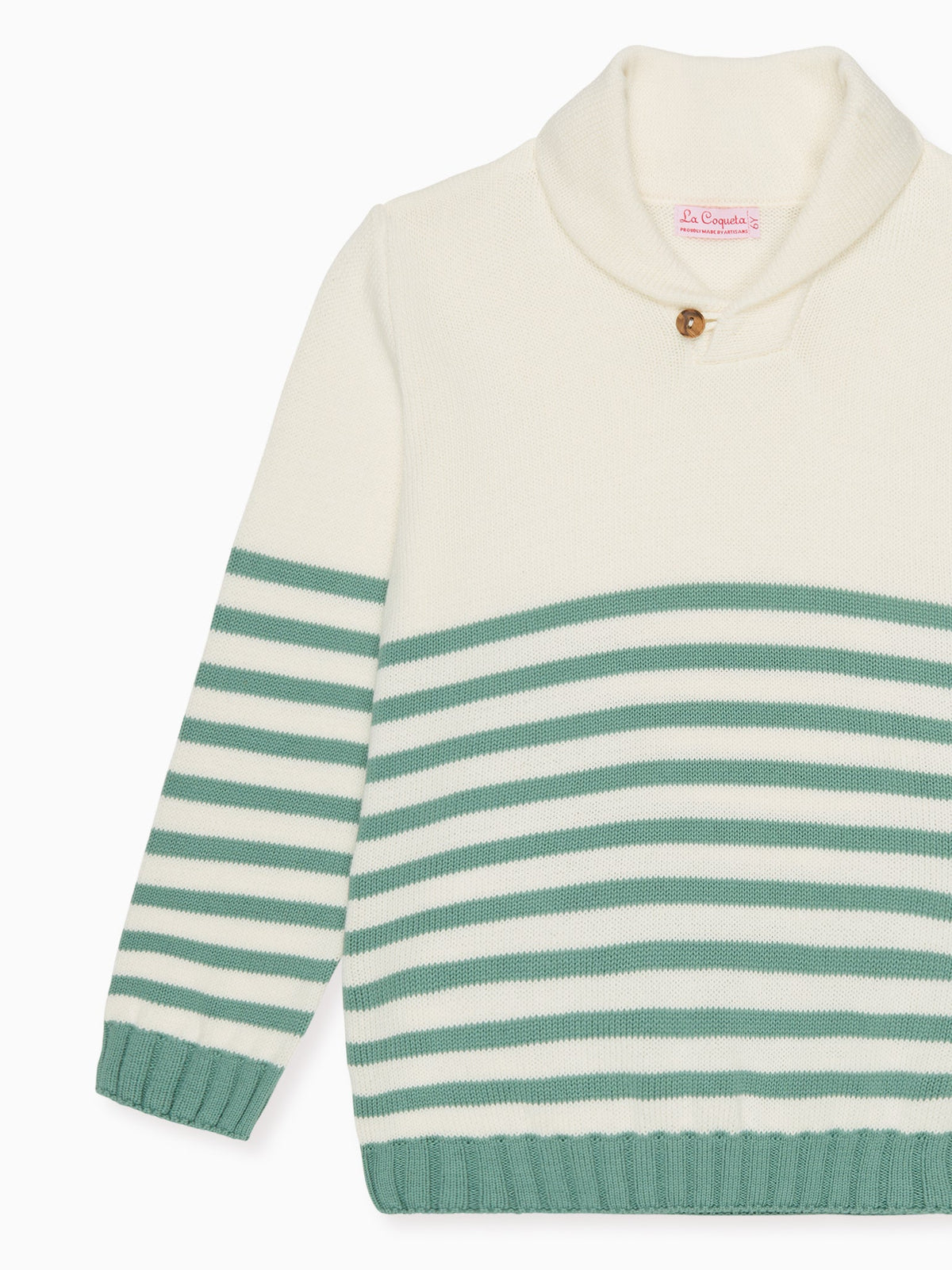 Pull en coton rayé sauge pour garçon