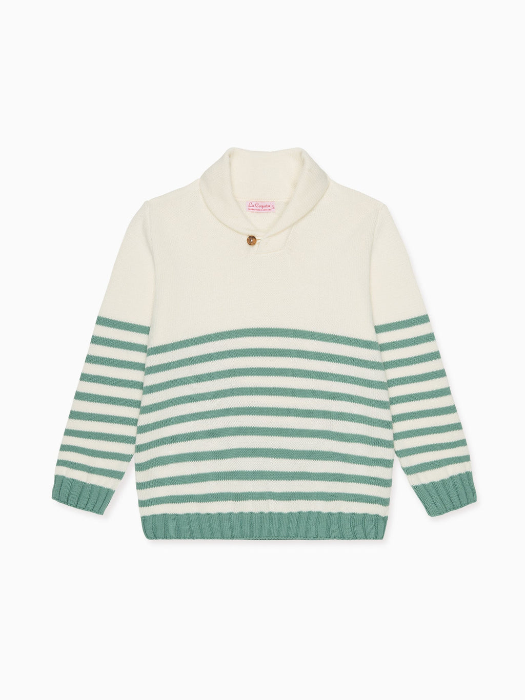 Pull en coton rayé sauge pour garçon