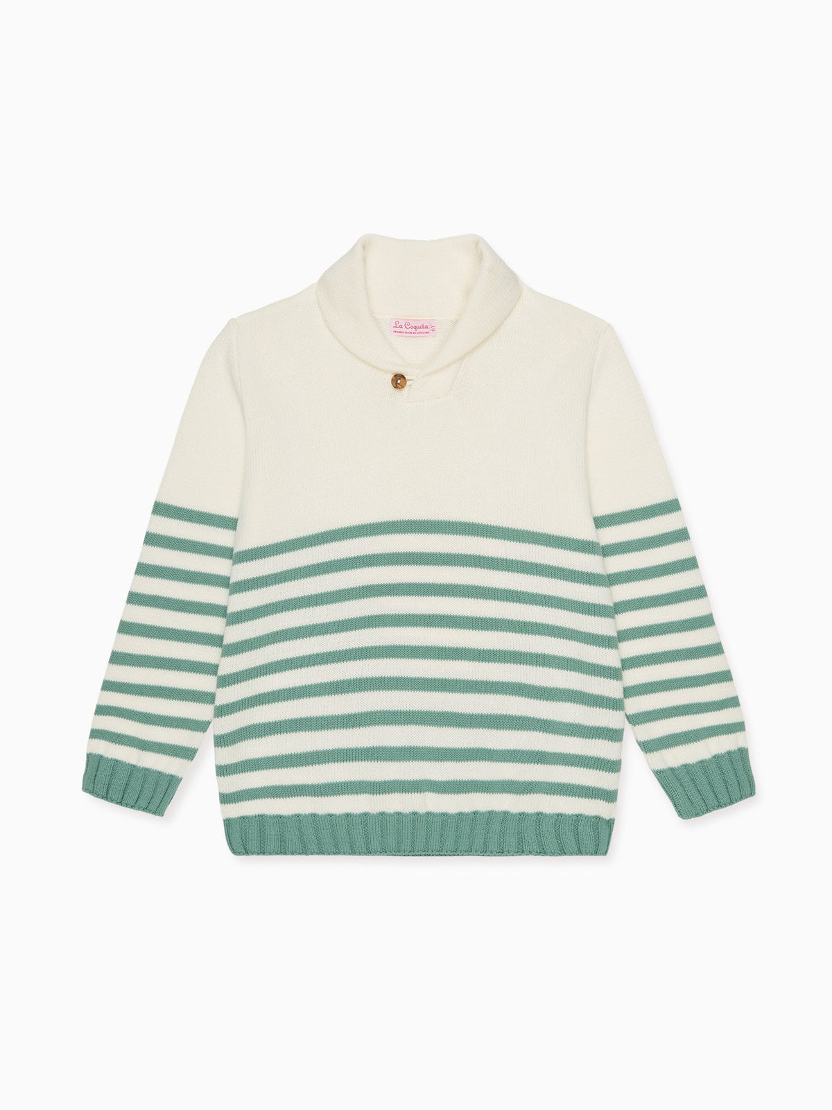 Pull en coton rayé sauge pour garçon
