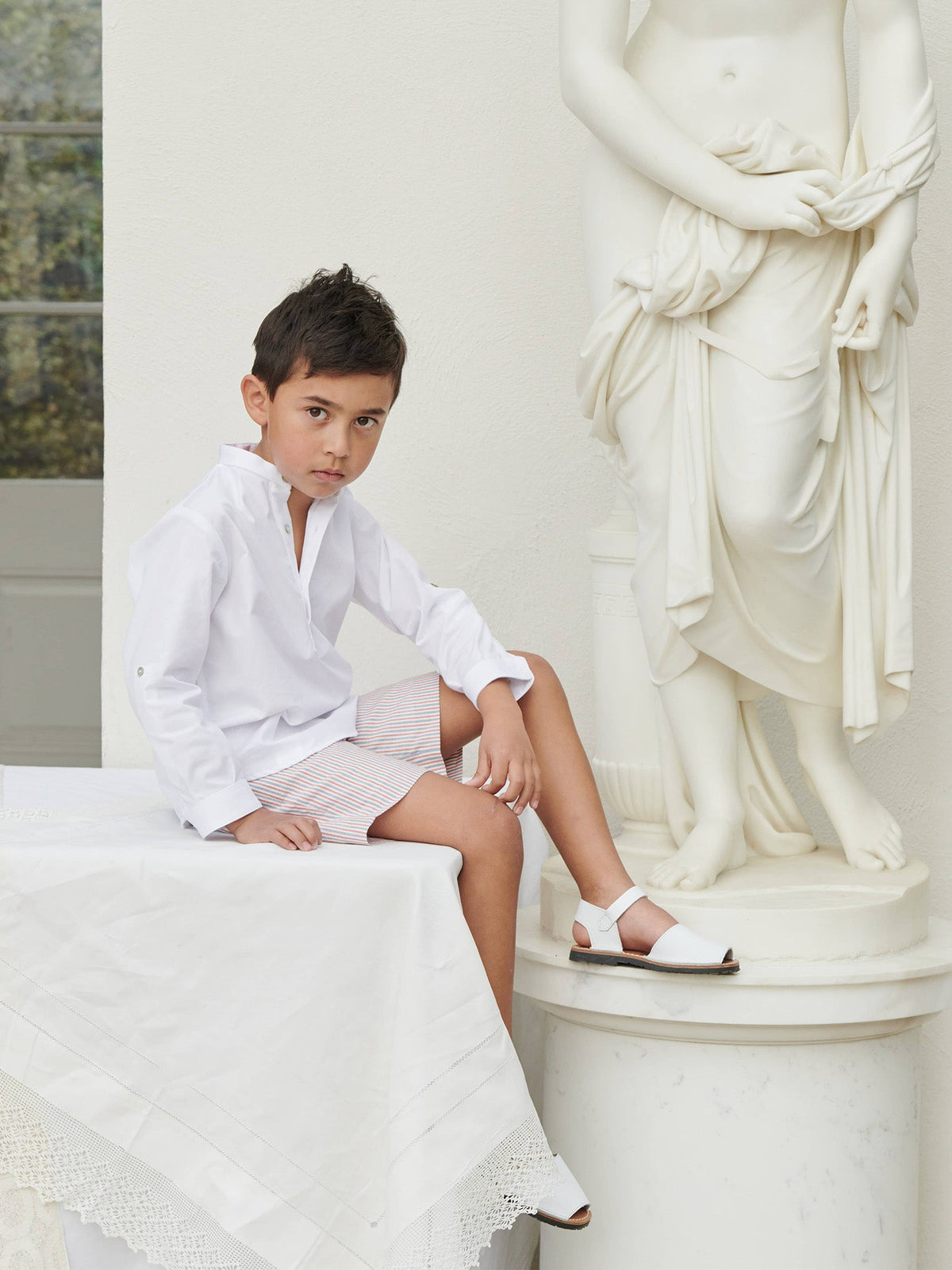 Chemise en lin mélangé blanche pour garçon