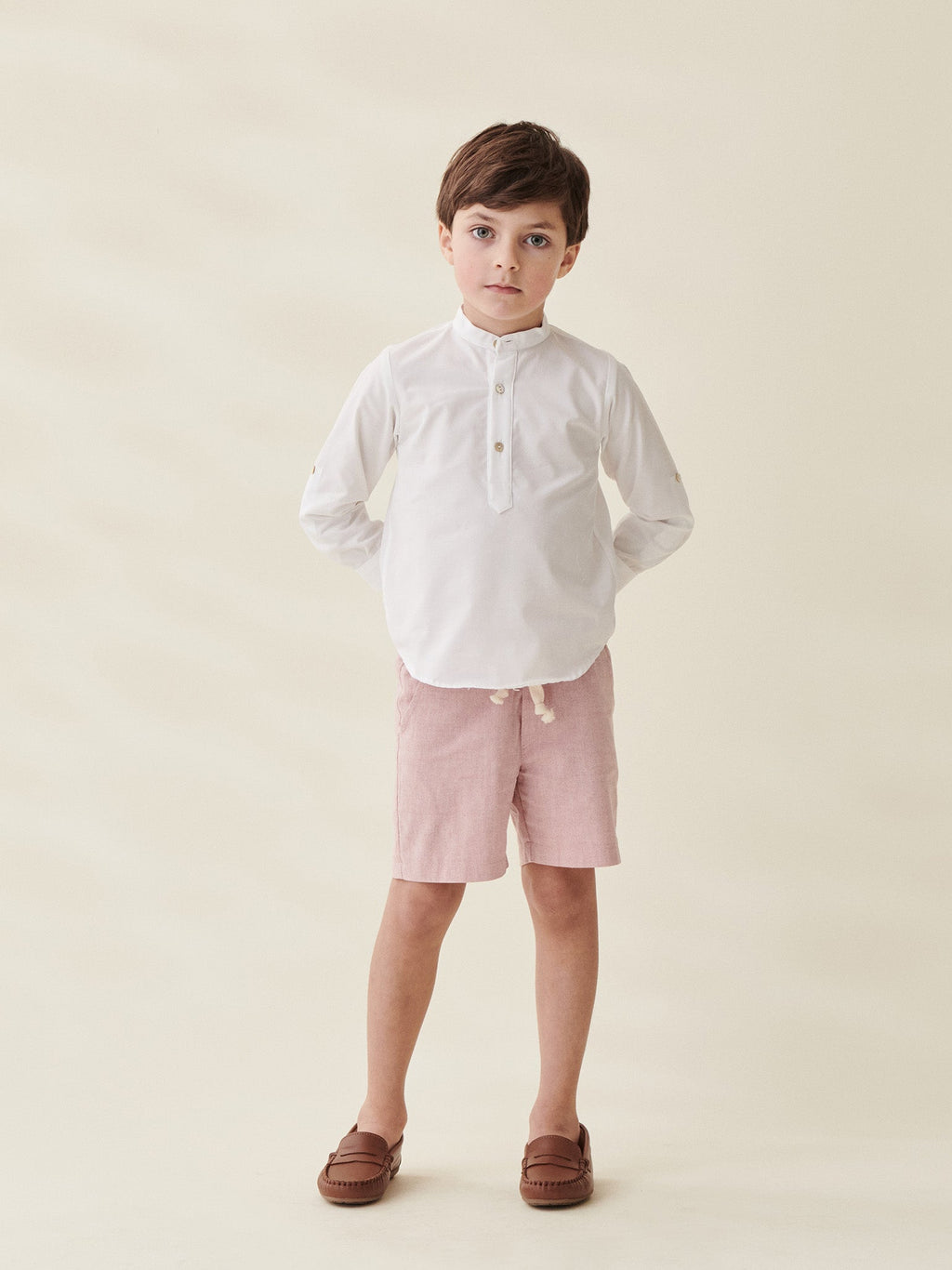 Chemise en lin mélangé blanche pour garçon