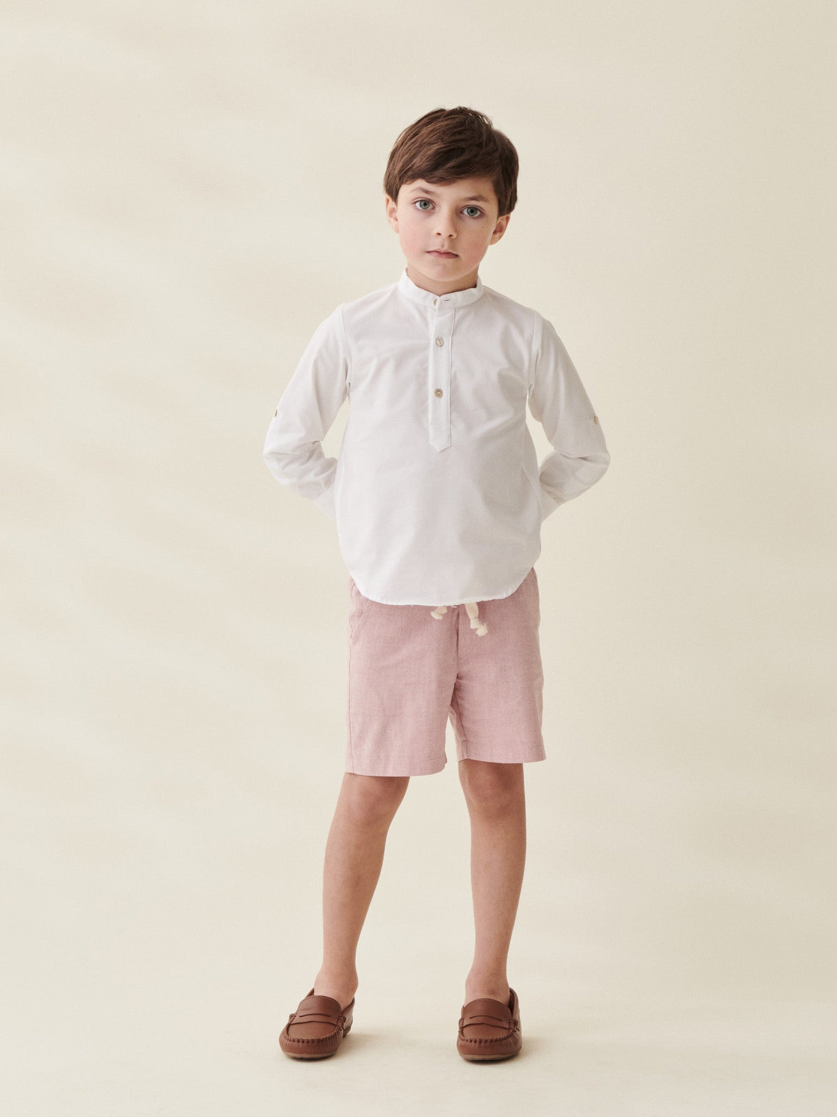 Chemise en lin mélangé blanche pour garçon