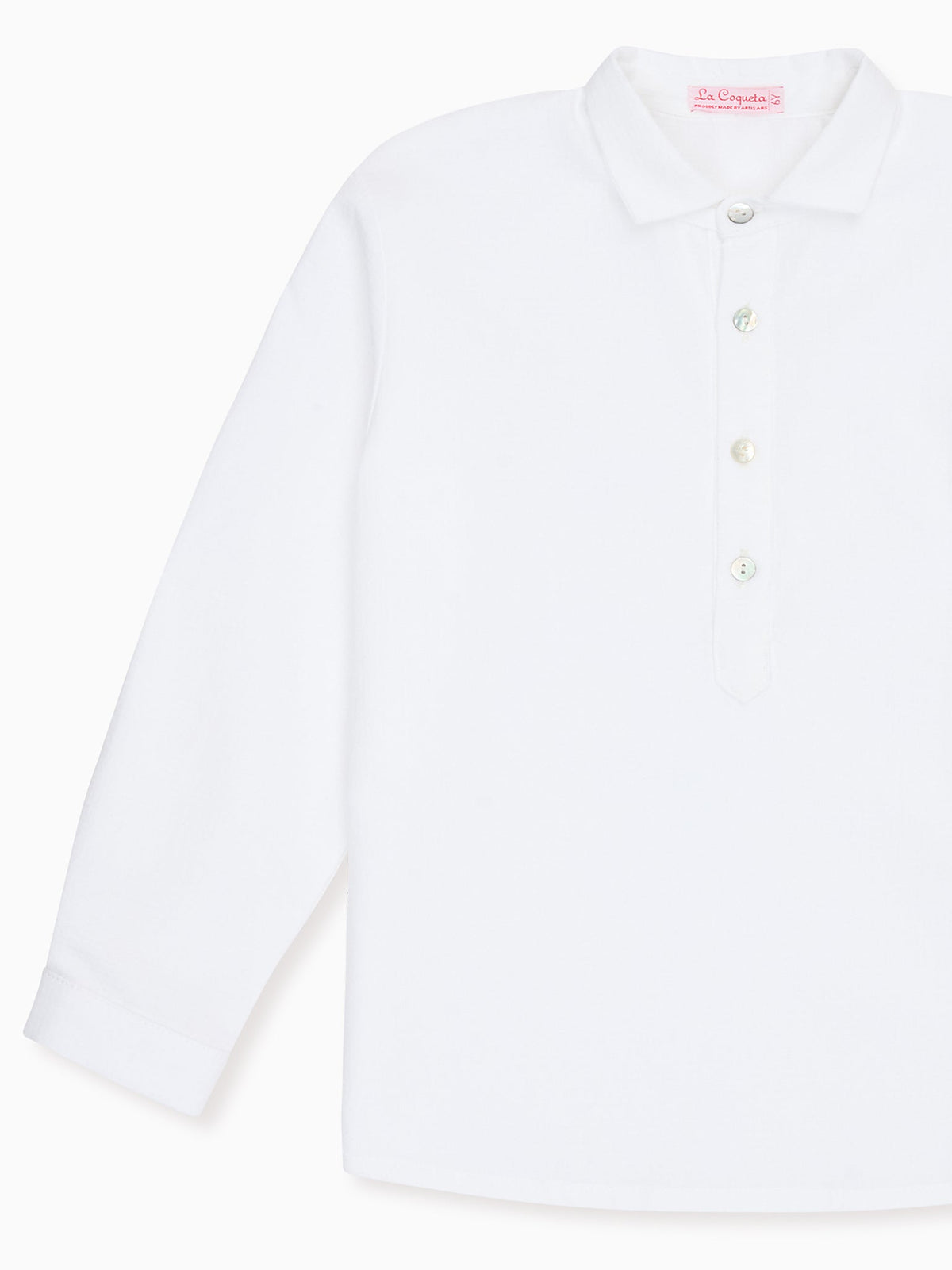 Chemise à manches longues à carreaux vichy blancs pour garçon