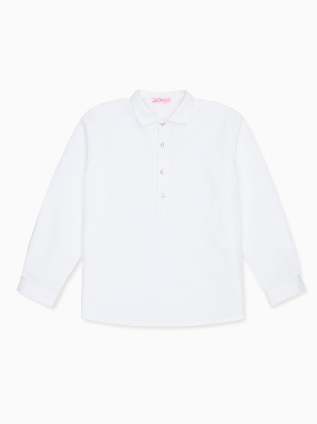 Chemise à manches longues à carreaux vichy blancs pour garçon