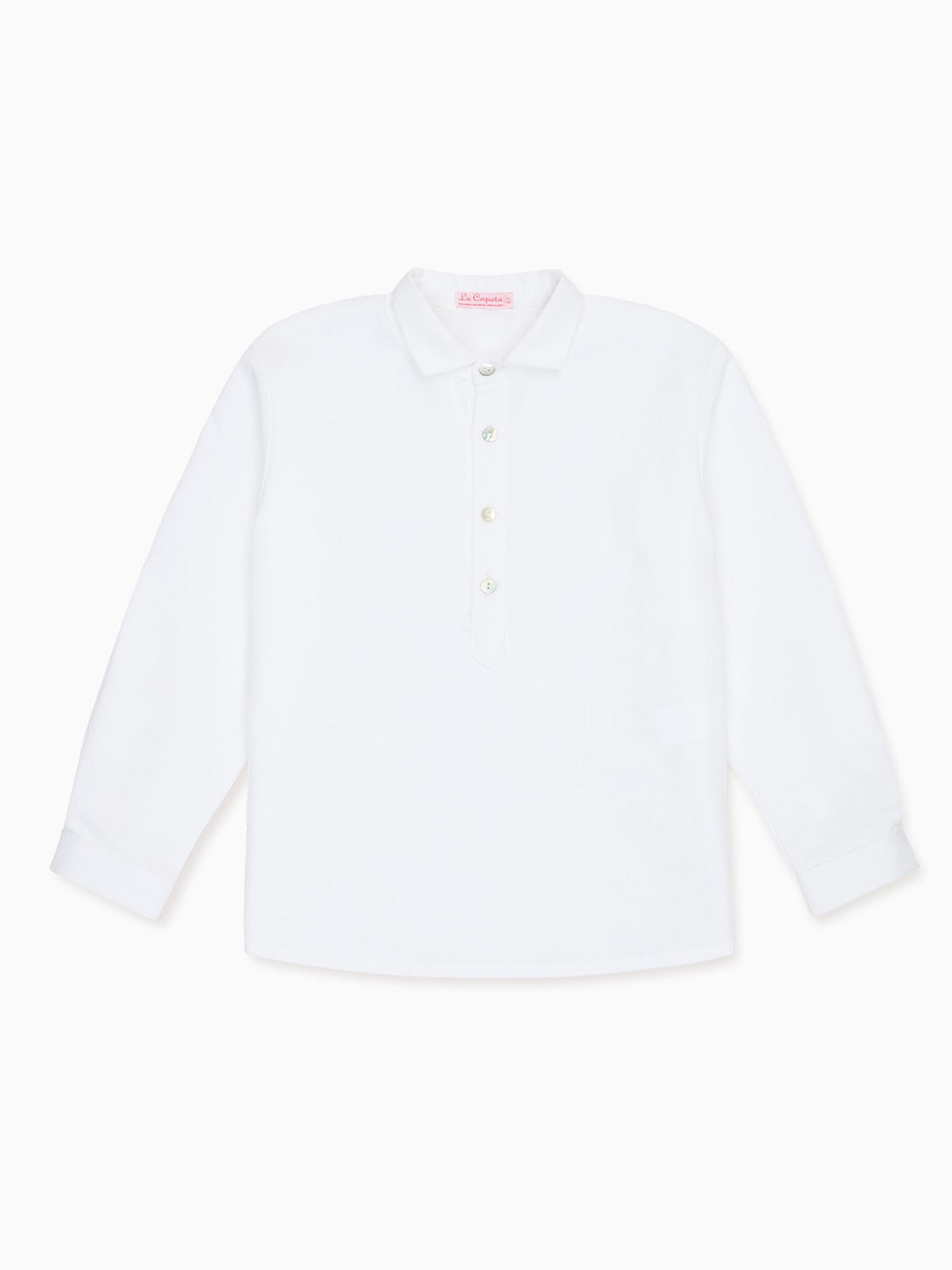 Chemise à manches longues à carreaux vichy blancs pour garçon