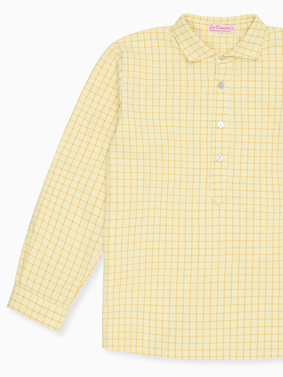 Chemise à manches longues à carreaux jaunes pour garçon