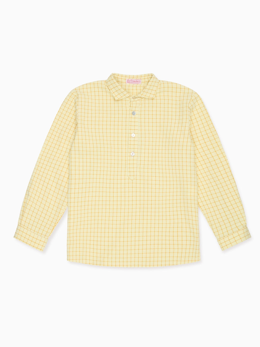 Chemise à manches longues à carreaux jaunes pour garçon