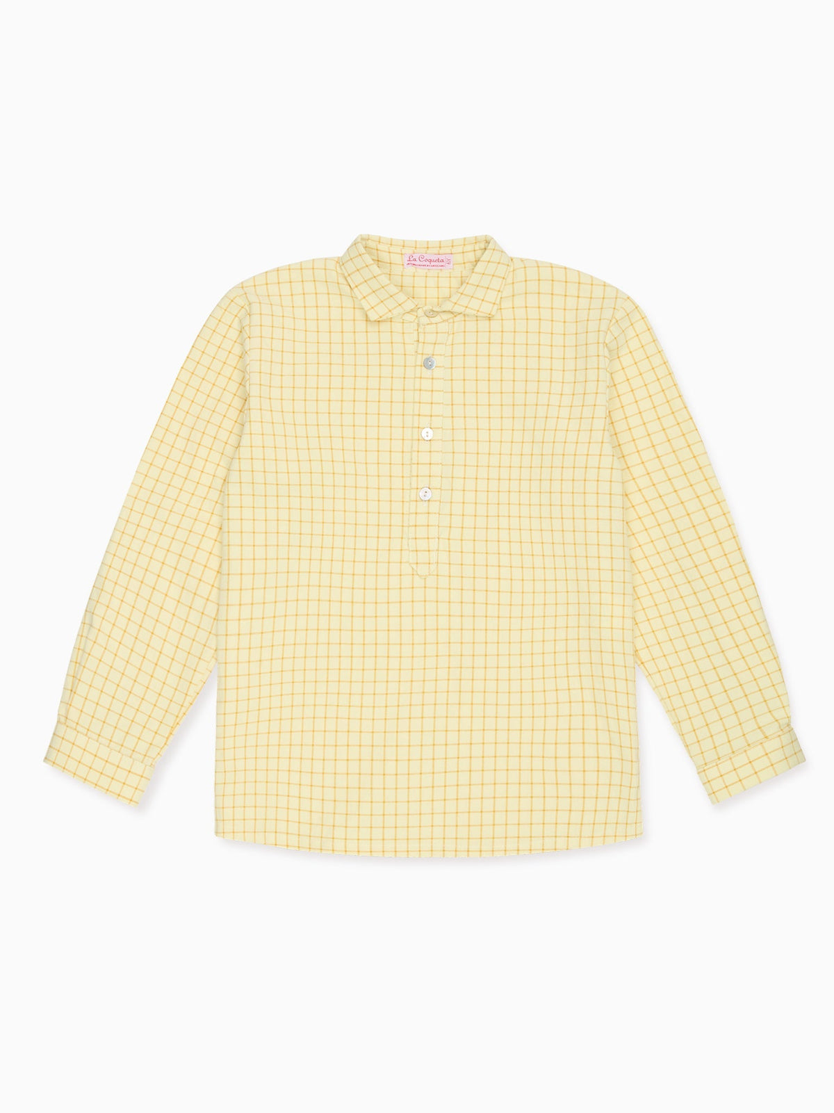 Chemise à manches longues à carreaux jaunes pour garçon