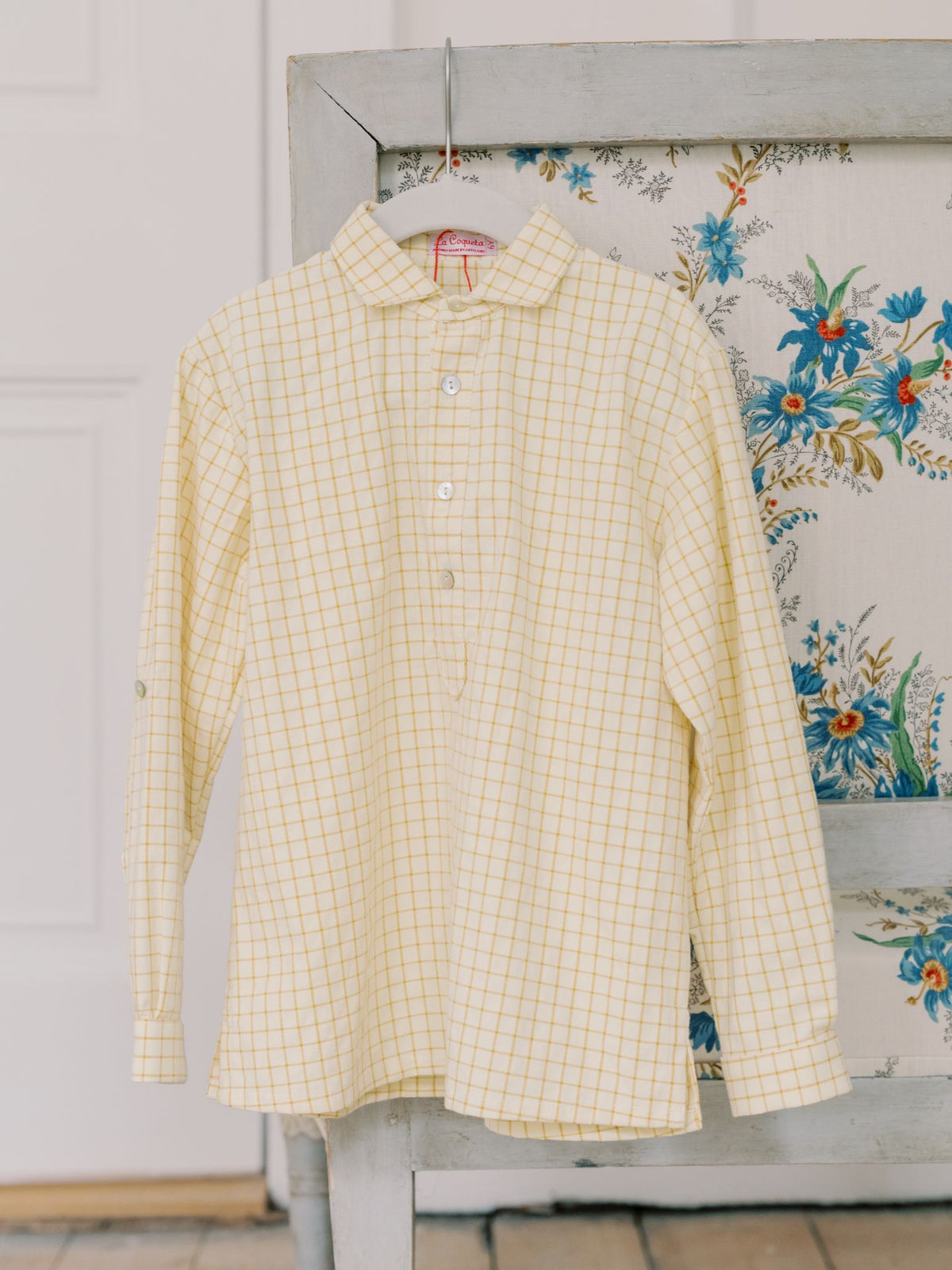 Chemise à manches longues à carreaux jaunes pour garçon