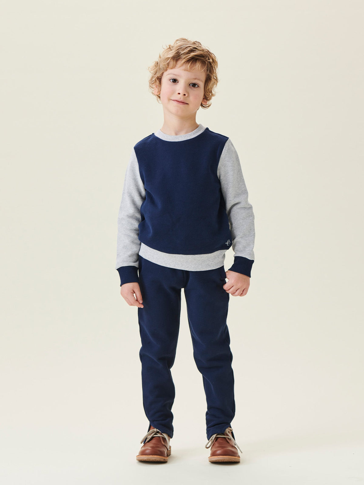 Pantalon de jogging en coton pour enfants, coloris marine